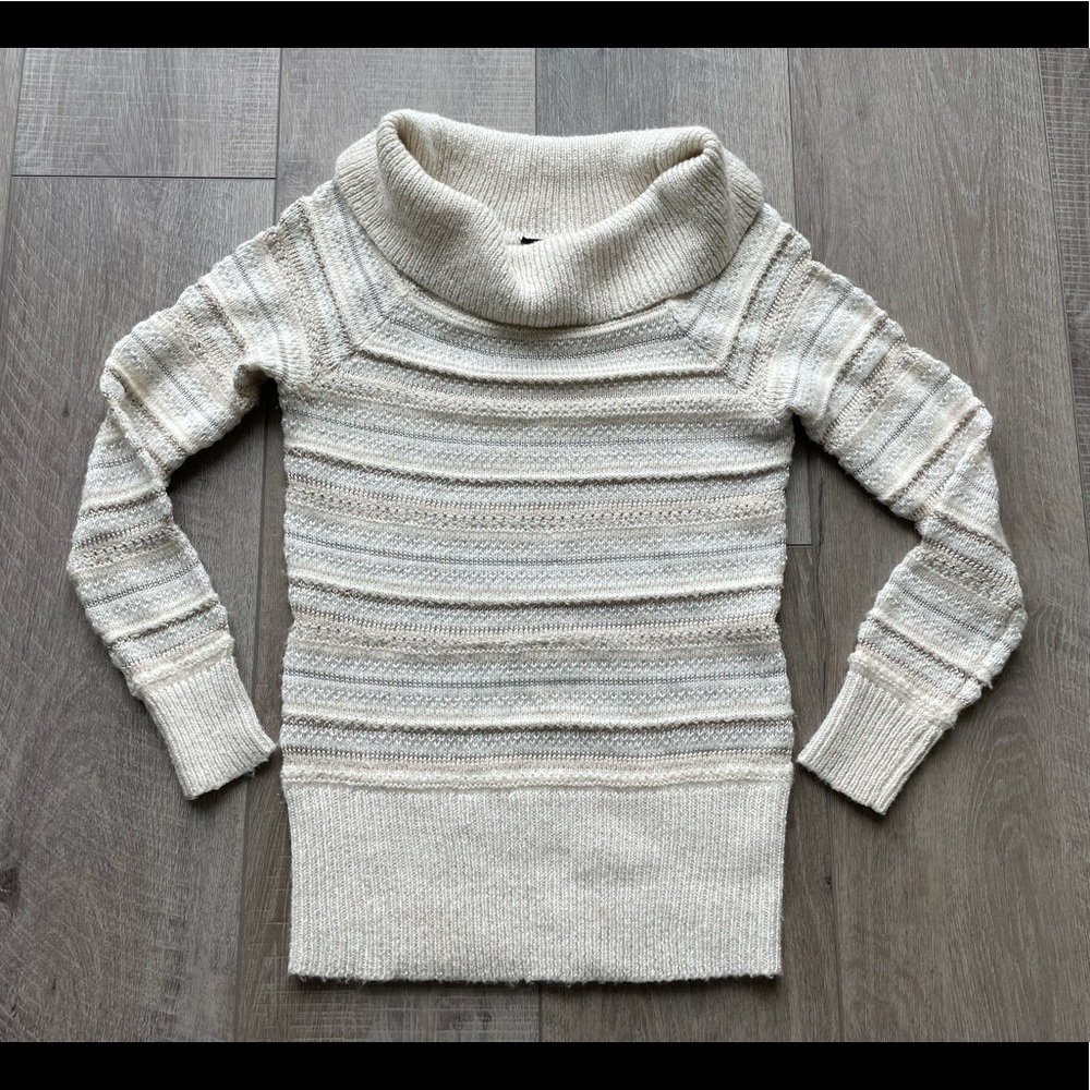 White House Black Market Striped Cowl Neck Sweater